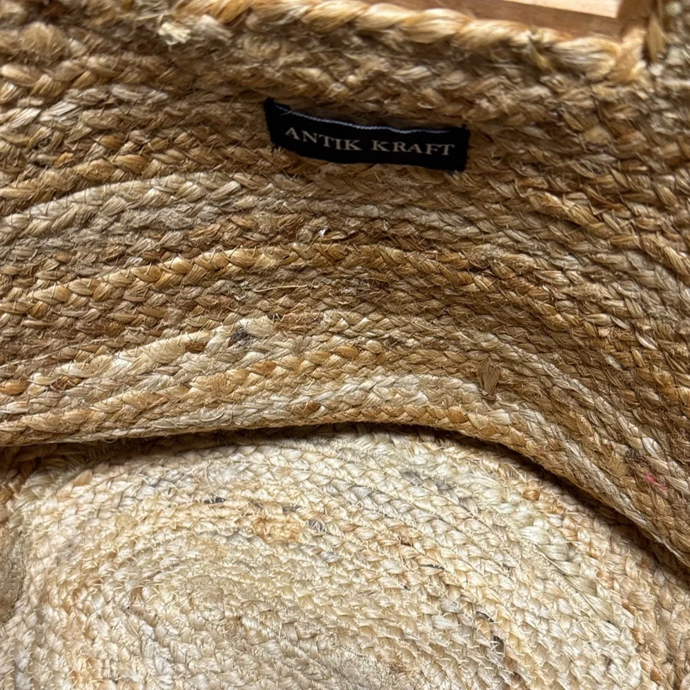 Antik Kraft Gold Woven Tote with Wooden Square Handles
